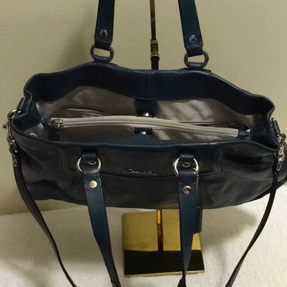 Coach Top Handle Shoulder Bag in Dark Teal Leather (16" x 10.25") - Picture 5 of 10